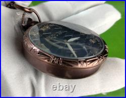 Invicta Quartz Vintage Pocket Watch 34570 Brown SS Case Chain Metal Dial WR30M