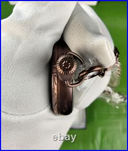 Invicta Quartz Vintage Pocket Watch 34570 Brown SS Case Chain Metal Dial WR30M