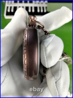 Invicta Quartz Vintage Pocket Watch 34570 Brown SS Case Chain Metal Dial WR30M