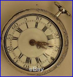 Isaac & J. J. Rey Verge Fusse Pocket Watch open face silver case 42 mm
