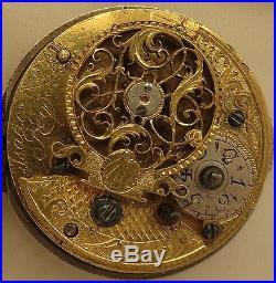 Isaac & J. J. Rey Verge Fusse Pocket Watch open face silver case 42 mm
