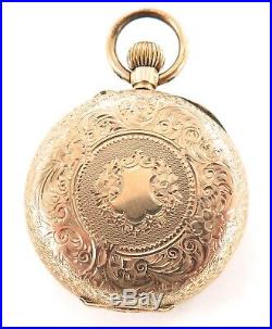 LATE 1800s LADIES POCKET WATCH With SUPERB 14K GOLD CASE & GREAT DIAL