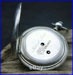 LONGINES PATENT LEVER SILVER CASE POCKET WATCH 54.5mm FOR REPAIR (S3F)