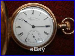LOVELY AMERICAN WALTHAM LADIES POCKET WATCH With14K ROSE GOLD FILLED HUNT CASE
