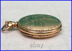 Ladies Pocket Watch 14K Gold Filled Dueber Hampden 3/0s LS Hunter Pendant AS IS