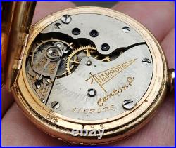 Ladies Pocket Watch 14K Gold Filled Dueber Hampden 3/0s LS Hunter Pendant AS IS