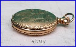 Ladies Pocket Watch 14K Gold Filled Dueber Hampden 3/0s LS Hunter Pendant AS IS