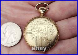 Ladies Pocket Watch 14K Gold Filled Dueber Hampden 3/0s LS Hunter Pendant AS IS