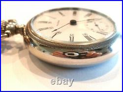 Large18SZ Waltham Pocket Watch in Display Case. 24Hr Dial, 15 Jewel, Serviced