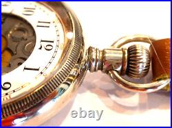 Large 18SZ Elgin Pocket Watch-Cut-away Dial in Nickel Silver Case. Serviced-15J