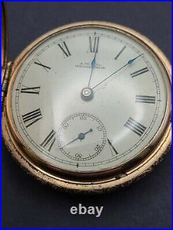 Large Antique American Waltham Pocket Watch 18s 7j Engraved Hunter Case
