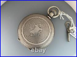 Large Elgin Key Wind Beautiful Coin Silver Case Total Weight 158 Grams