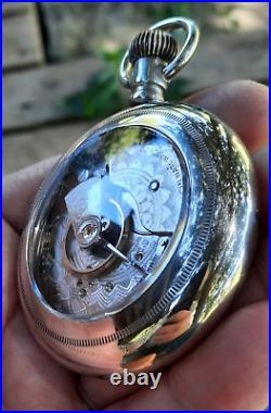 Large Vintage 1919 Elgin Display Case 18s Pocket Watch Runs Kps Time (video)