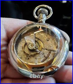 Large Vintage 1919 Elgin Display Case 18s Pocket Watch Runs Kps Time (video)