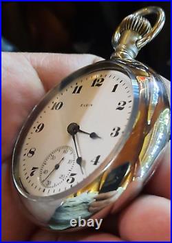 Large Vintage 1919 Elgin Display Case 18s Pocket Watch Runs Kps Time (video)