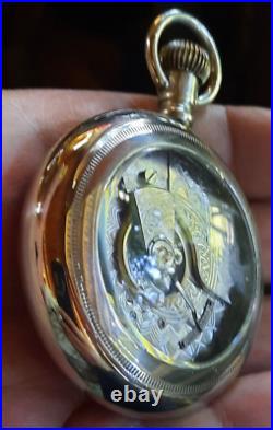 Large Vintage 1919 Elgin Display Case 18s Pocket Watch Runs Kps Time (video)