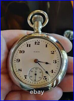 Large Vintage 1919 Elgin Display Case 18s Pocket Watch Runs Kps Time (video)