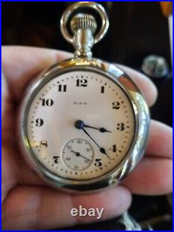 Large Vintage 1919 Elgin Display Case 18s Pocket Watch Runs Kps Time (video)