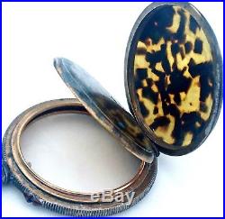 Late 19thC pocket watch case. Gold plated and tortoiseshell
