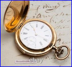 LeCoultre MINUTE REPEATER 18k Gold Hunter Cased Antique RepeatingPocket Watch