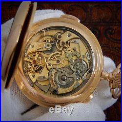 Le Phare 14k Solid 585 Gold Swiss Cased Minute Repeater Chronograph Pocket Watch