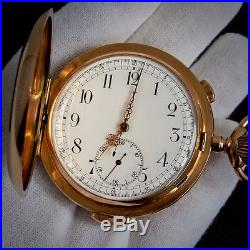 Le Phare 14k Solid 585 Gold Swiss Cased Minute Repeater Chronograph Pocket Watch