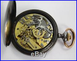 Le Phare W. Co. Swiss MILITARY in gun metal case POCKET WATCH CHRONOGRAPH