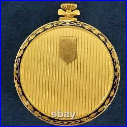 Le Trianon Habana Gold Pocket Watch Blue Enamel Case Back Free Shipping USA