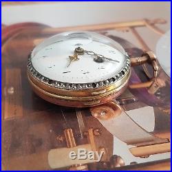 Leton, Enamel Case, Verge Fusee Pocket Watch Pre 1800, Square Pillars
