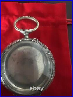 Ligne Droite Case Pocket Watch Carriage Silver 800 Locomotive Antique 1800