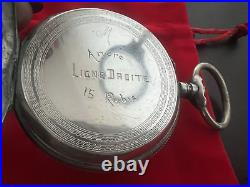 Ligne Droite Case Pocket Watch Carriage Silver 800 Locomotive Antique 1800
