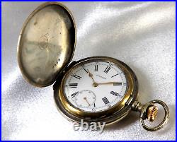 Longines Antique Pocket Watch Hunting Case 39mm Enamel Case Blue &Silver 1878