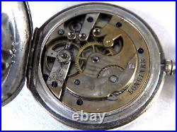 Longines Antique Pocket Watch Hunting Case 39mm Enamel Case Blue &Silver 1878