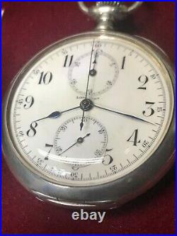 Longines Chronograph 19,73 Silver Case Pocket watch 19.73N