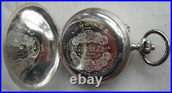 Longines Chronograph Pocket watch open face silver case enamel dial all original