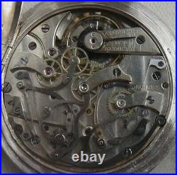 Longines Chronograph Pocket watch open face silver case enamel dial all original