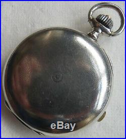 Longines Chronograph Pocket watch silver hunter case enamel dial all original