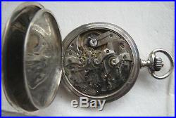 Longines Chronograph Pocket watch silver hunter case enamel dial all original