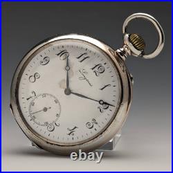 Longines pocket watch 1911 Antique Niero decorated silver side case working