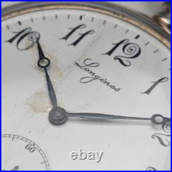 Longines pocket watch 1911 Antique Niero decorated silver side case working