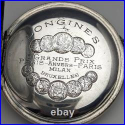 Longines pocket watch 1911 Antique Niero decorated silver side case working