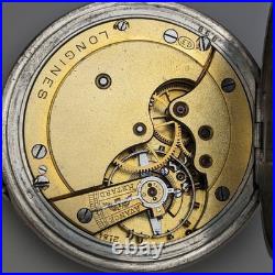 Longines pocket watch 1911 Antique Niero decorated silver side case working