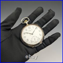 Longines pocket watch 1911 Antique Niero decorated silver side case working