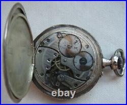 Longines pocket watch open face silver carved case enamel dial