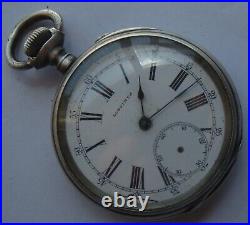 Longines pocket watch open face silver carved case load manual