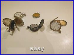 Lot Of 5 Swiss Made Pocket Watches. Waltham. Expoga. Remontoir. Diana. Corveta