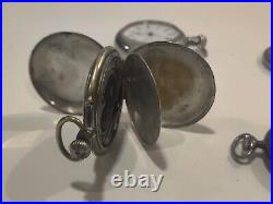 Lot Of 5 Swiss Made Pocket Watches. Waltham. Expoga. Remontoir. Diana. Corveta