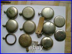 Lot Vintage Pocket Watch Case. Omega Military Case Back