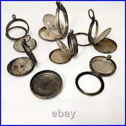 Lot of 6 Sterling Silver Pocket watch Cases 122 Grams