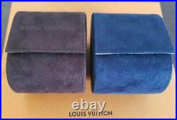 Louis Vuitton Brown Navy Travel Watch Case Storage Box Authentic Suede